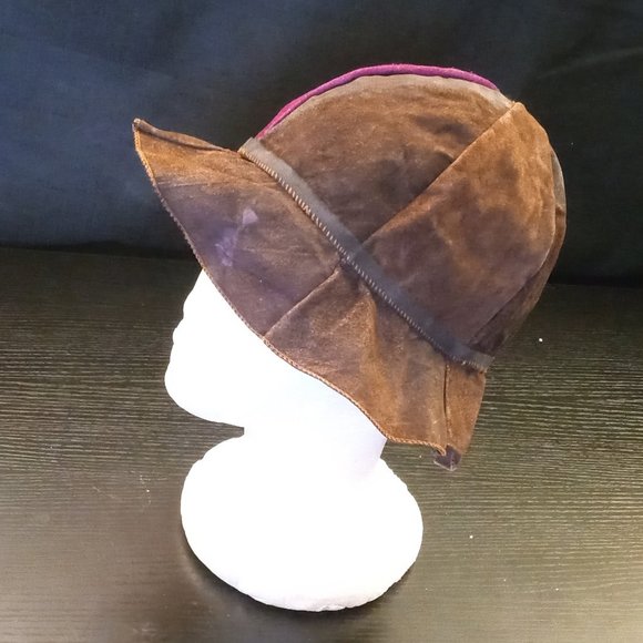 Vintage 60\'s REVERSIBLE Leather / Suede Handmade Bucket Hat